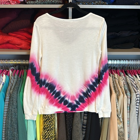INC International Concepts white/pink/purple tie dye long sleeve V neck size S - Picture 3 of 3